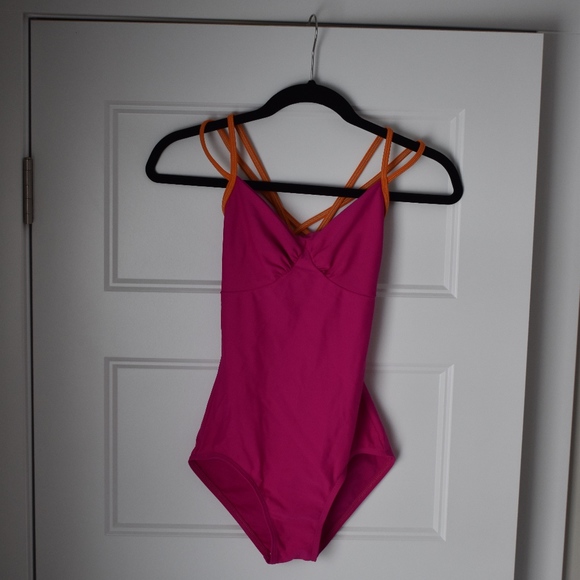 Pink Leotard with Orange Trim - Picture 1 of 2